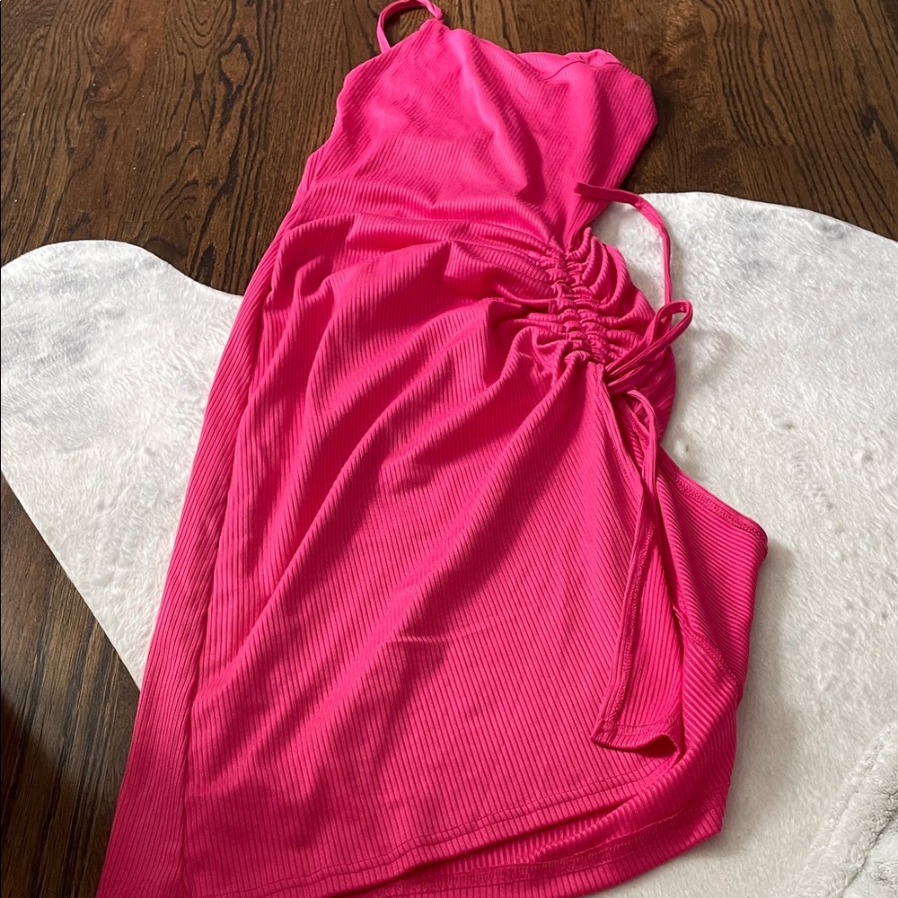 Vibrant Pink Ruched Dress